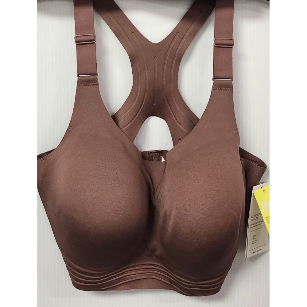 All In Motion High Support Sculpt Sports Bra Dark Brown Size L NWT